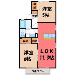 宇都宮駅 バス25分  若草４丁目下車：停歩11分 2階の物件間取画像